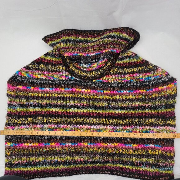 ANTHROPOLOGIE Womens M/L Piera Multicolor Knit Turtleneck Poncho Sweater - Picture 9 of 12